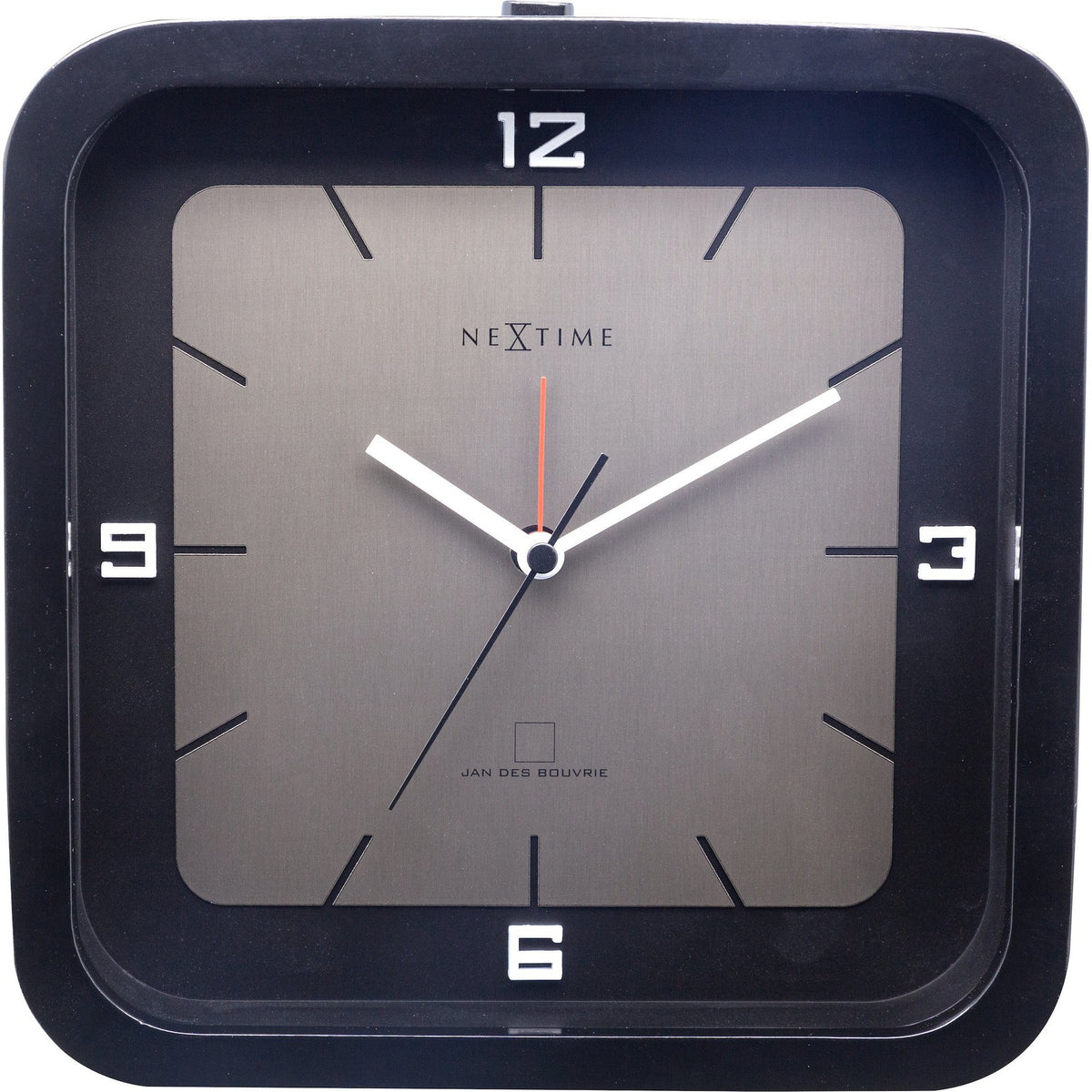NeXtime - Table clock - 20 x 20 x 6 cm - Wood - Black - &#39;Square Alarm&#39;