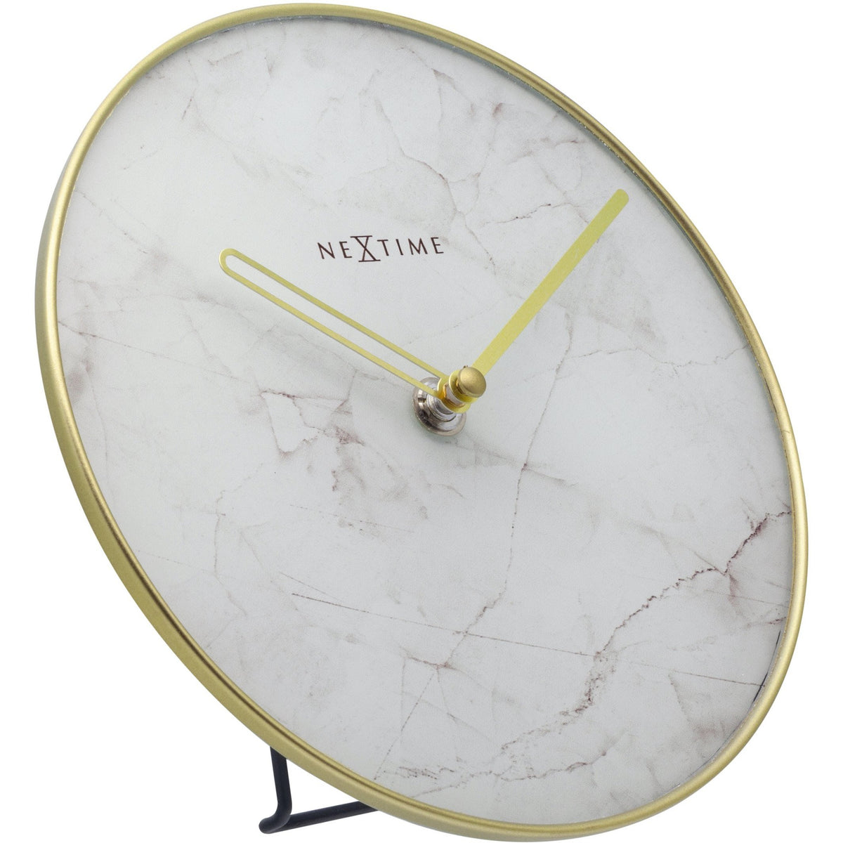 NeXtime- Table / Wall clock - Ø 20 cm - Glass / Metal - White - &#39;Marble&#39;