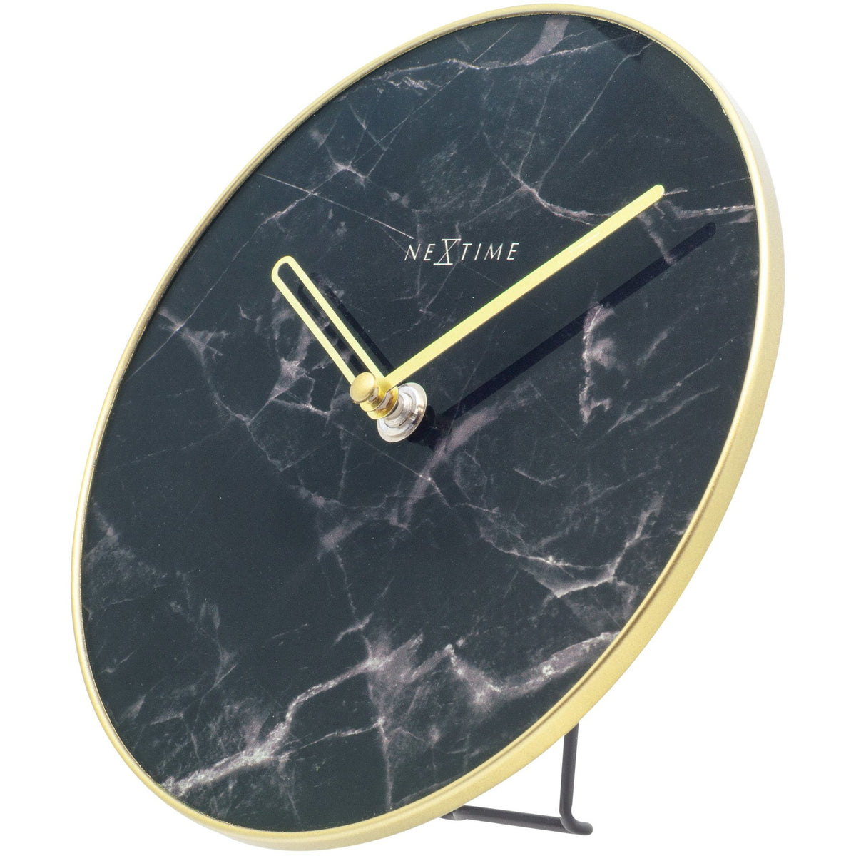 NeXtime- Table / Wall clock - Ø 20 cm - Glass / Metal - Black - &#39;Marble&#39;