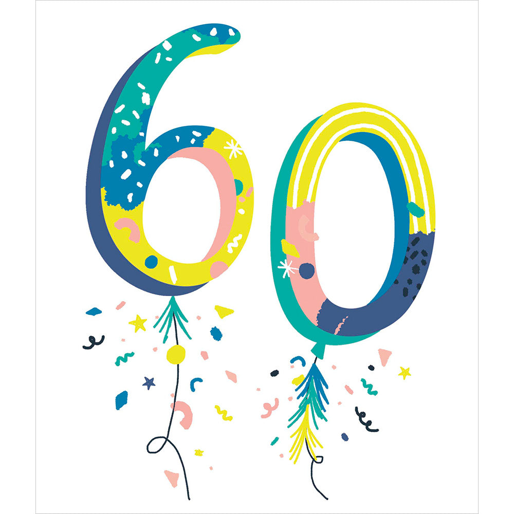 60 Neon Birthday Greetings Card