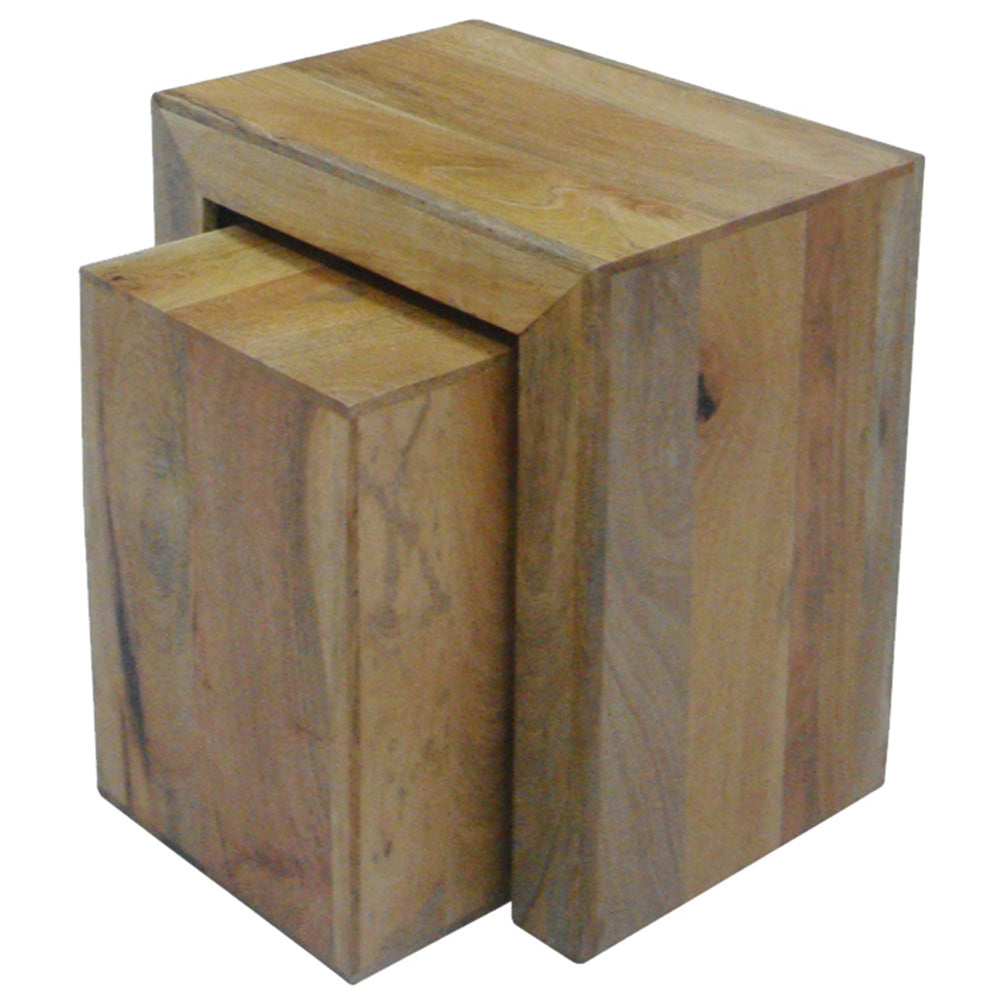 Dakota Light Mango Wood Cube Nest of Tables