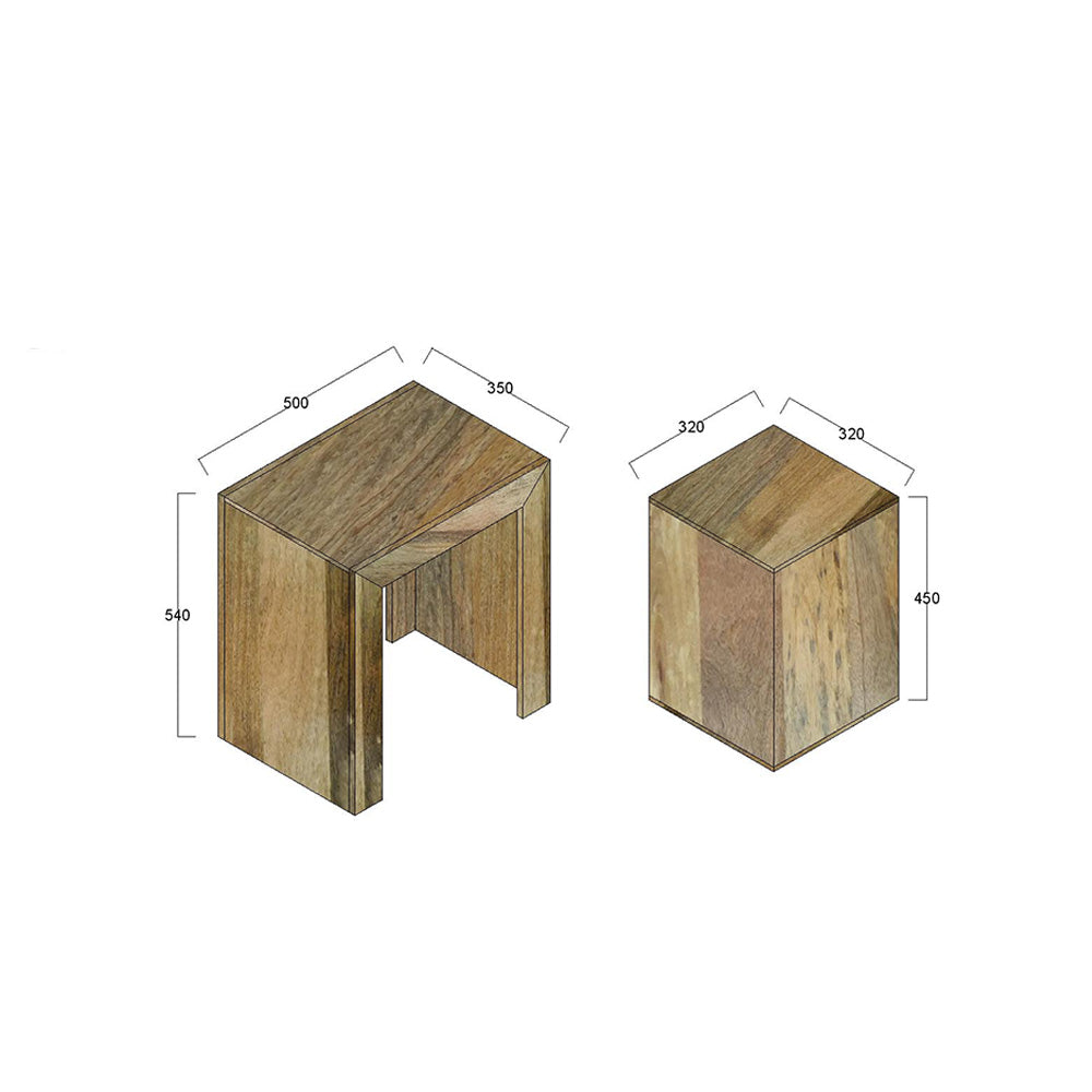 Dakota Light Mango Wood Cube Nest of Tables
