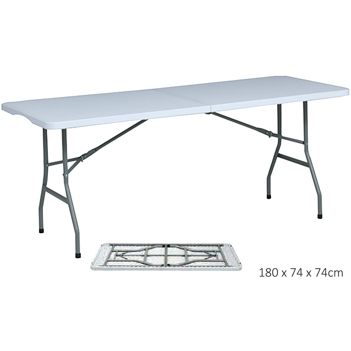 White Foldable Table - 180 x 74 x 74cm
