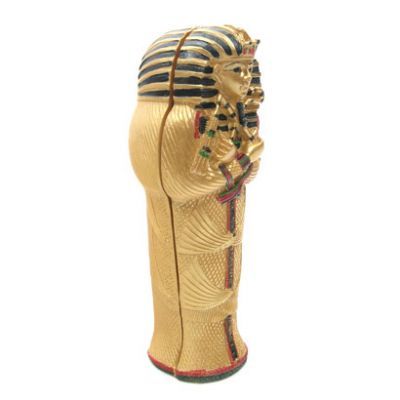 Large Golden Egyptian Sarcophagus With Mummy Side