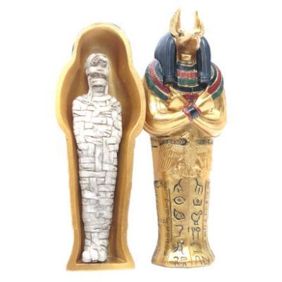 Anubis Egyptian Sarcophagus With Mummy Open