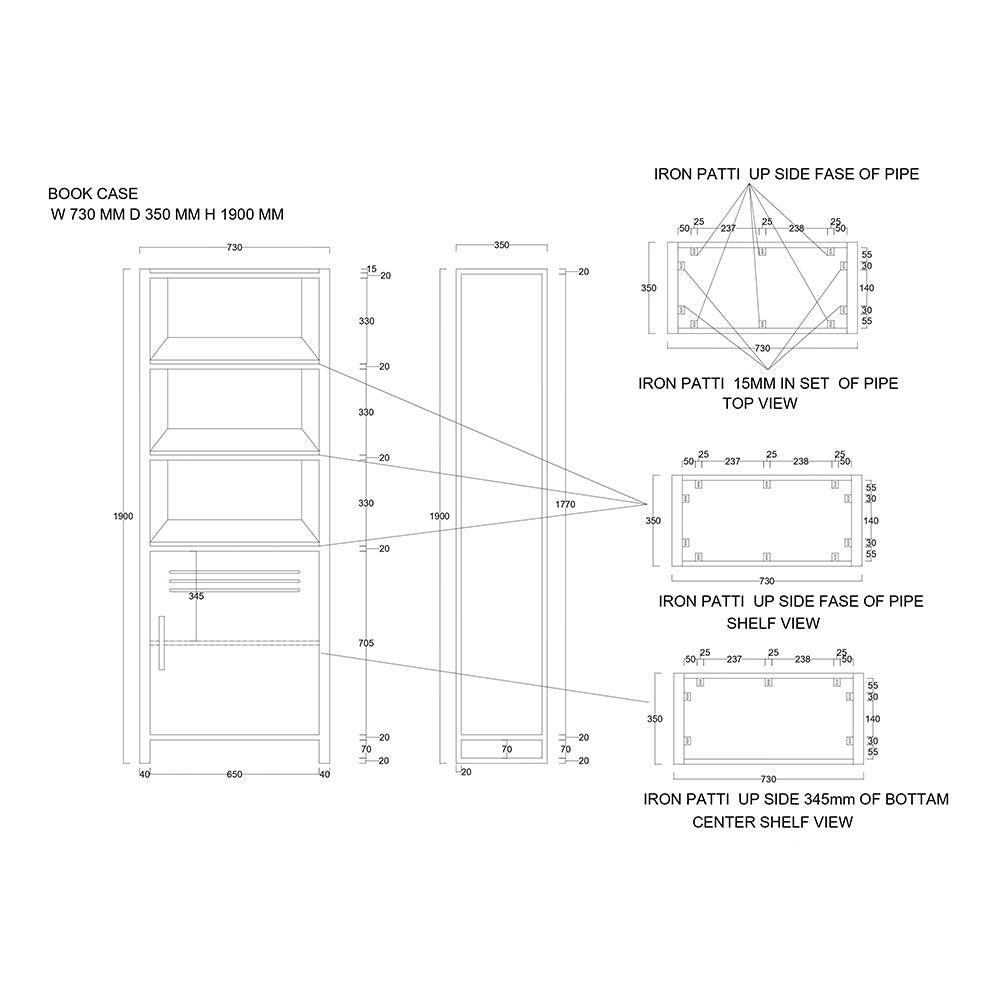Frais Wood & Metal Tall Bookcase