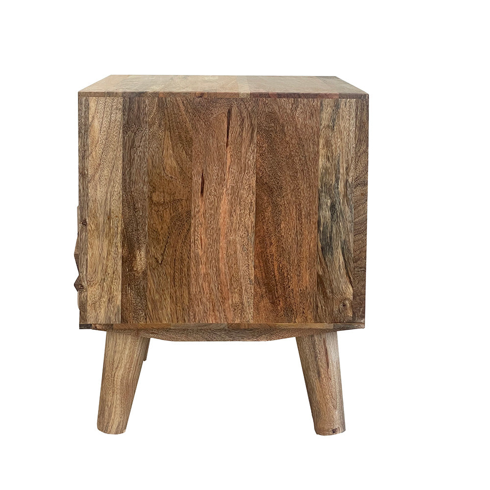 Geometric Mango Wood 2 Drawer Bedside Table