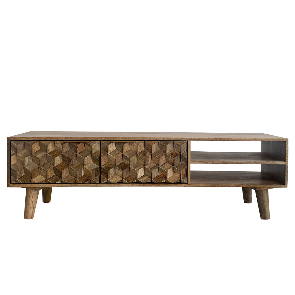 Geometric Mango Wood TV Unit