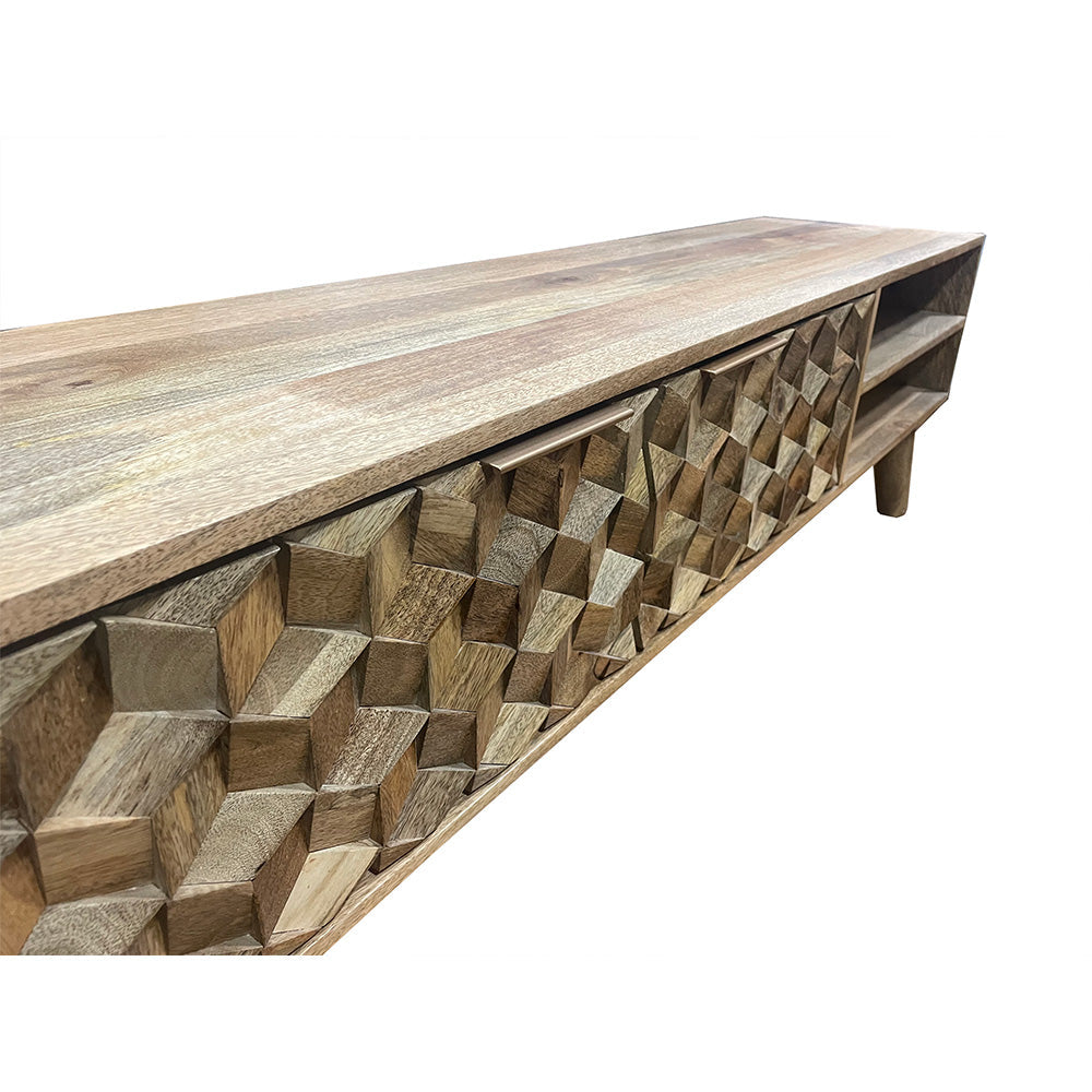 Geometric Mango Wood TV Unit
