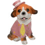 Pink Hat and Yellow Tie Dog Ceramic Trinket