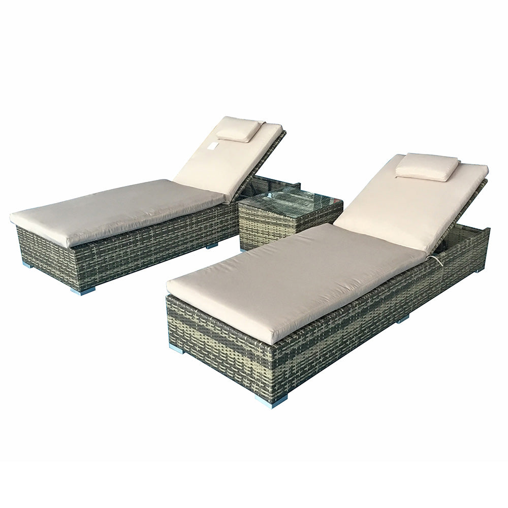 Jessica Pair of Sun Loungers in Brown