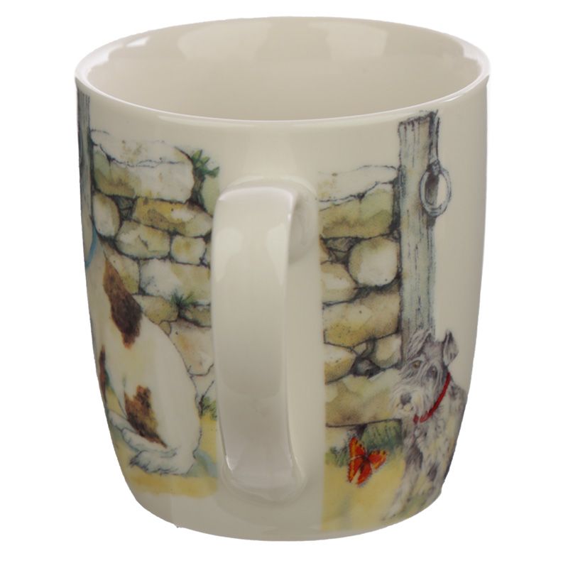 Jan Pashley Dogs Porcelain Mug &amp; Coaster Set Side