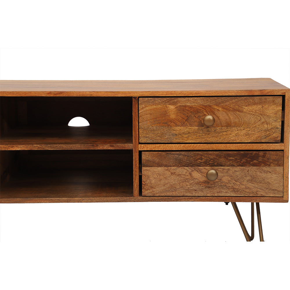 Rattan Brown Mango Wood TV Unit