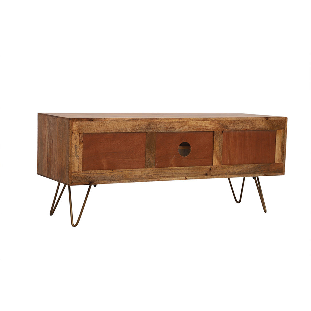 Rattan Brown Mango Wood TV Unit