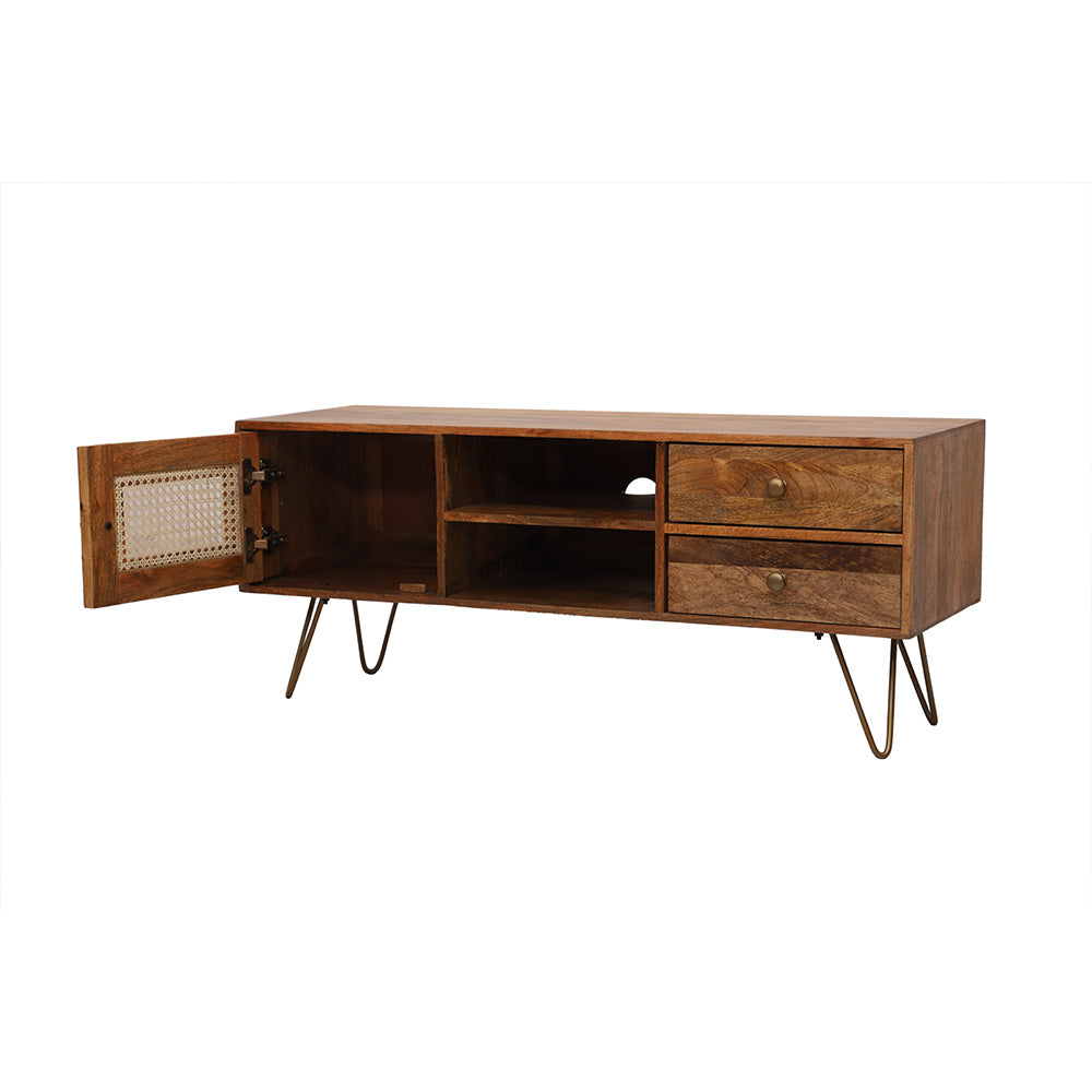 Rattan Brown Mango Wood TV Unit