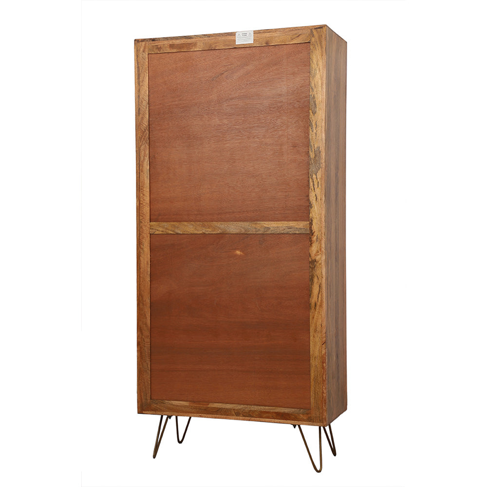 Rattan Brown Mango Wood Cabinet with Doors
