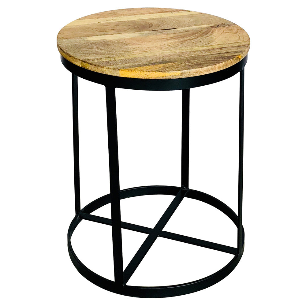 Ravi Mango Wood round Stool / Side Table