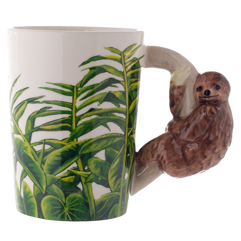 Jungle Explorer Sloth Ceramic Shaped Handle Mug